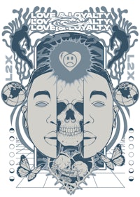 a t - shirt with a skull and a woman's face